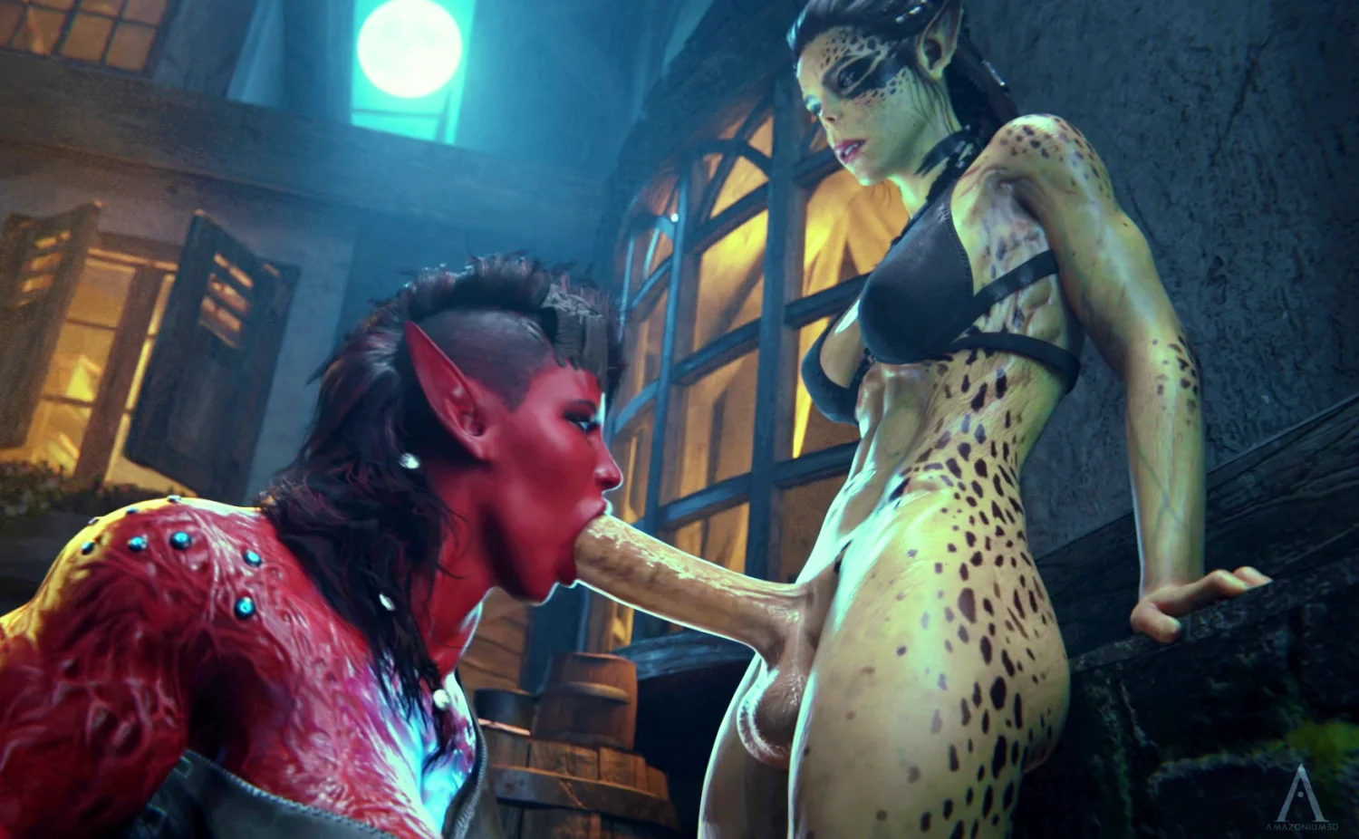 [Baldur's Gate] Karlach sucks Lae'Zel's cock image 2