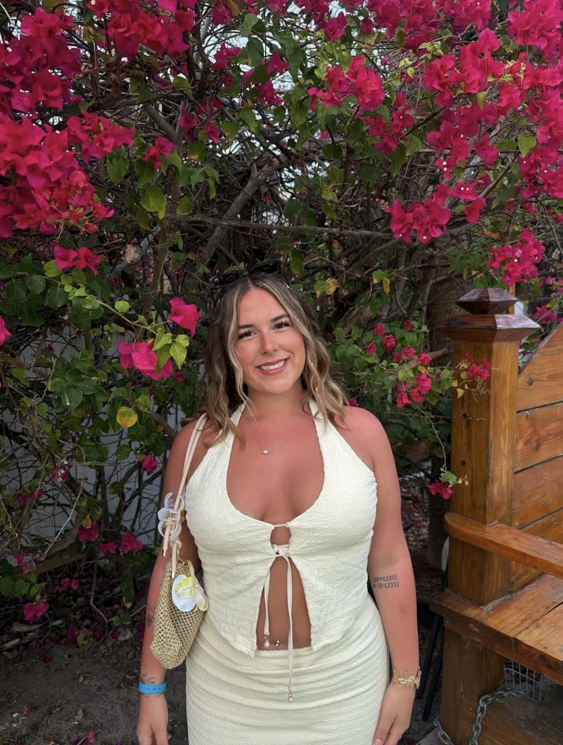 Chubby snowbunny showing off her tits and ass to big bbc cocks image 2