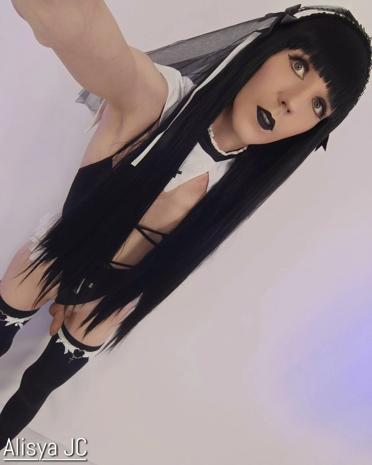 NAUGHTY NUN GETS CUM ON FACE - Alisya JC [anal huge dildo skinny gape shemale trans femboy] image 3