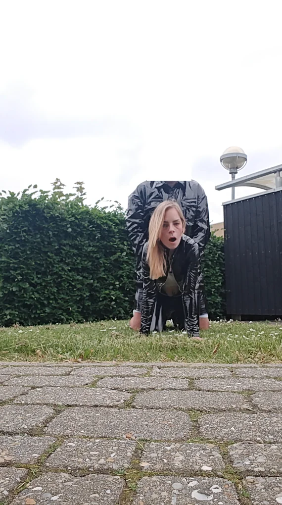 Fucking GF in pvc catsuit in public main image