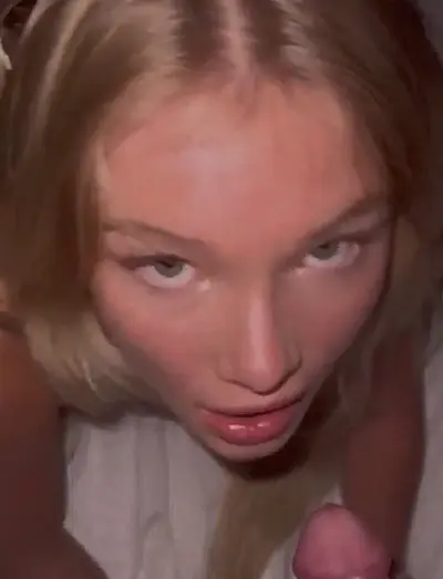 Sweet blonde teen gives blowjob in hotel room cover image