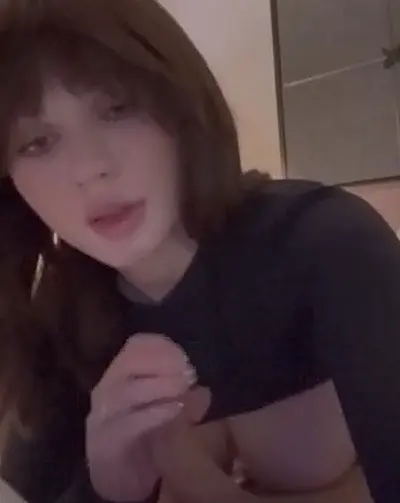 Fine babe with big tits sucks and records cover image