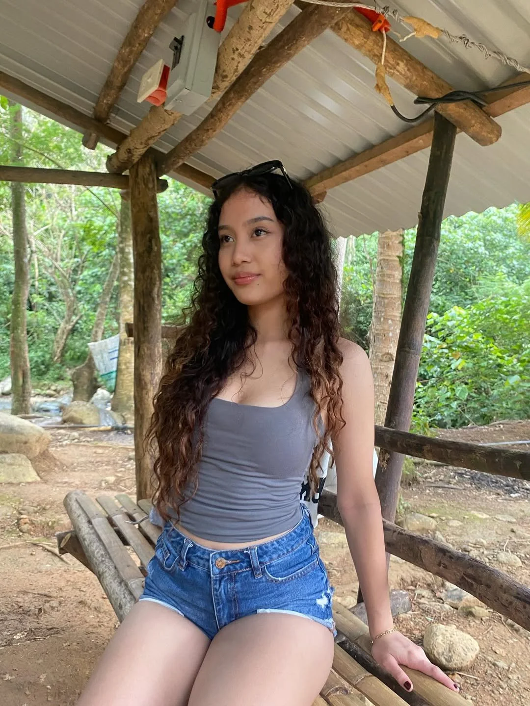 Beautiful Curly asian teen image 8