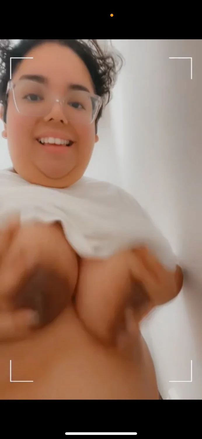Fat nerd showing her huge tits image 2