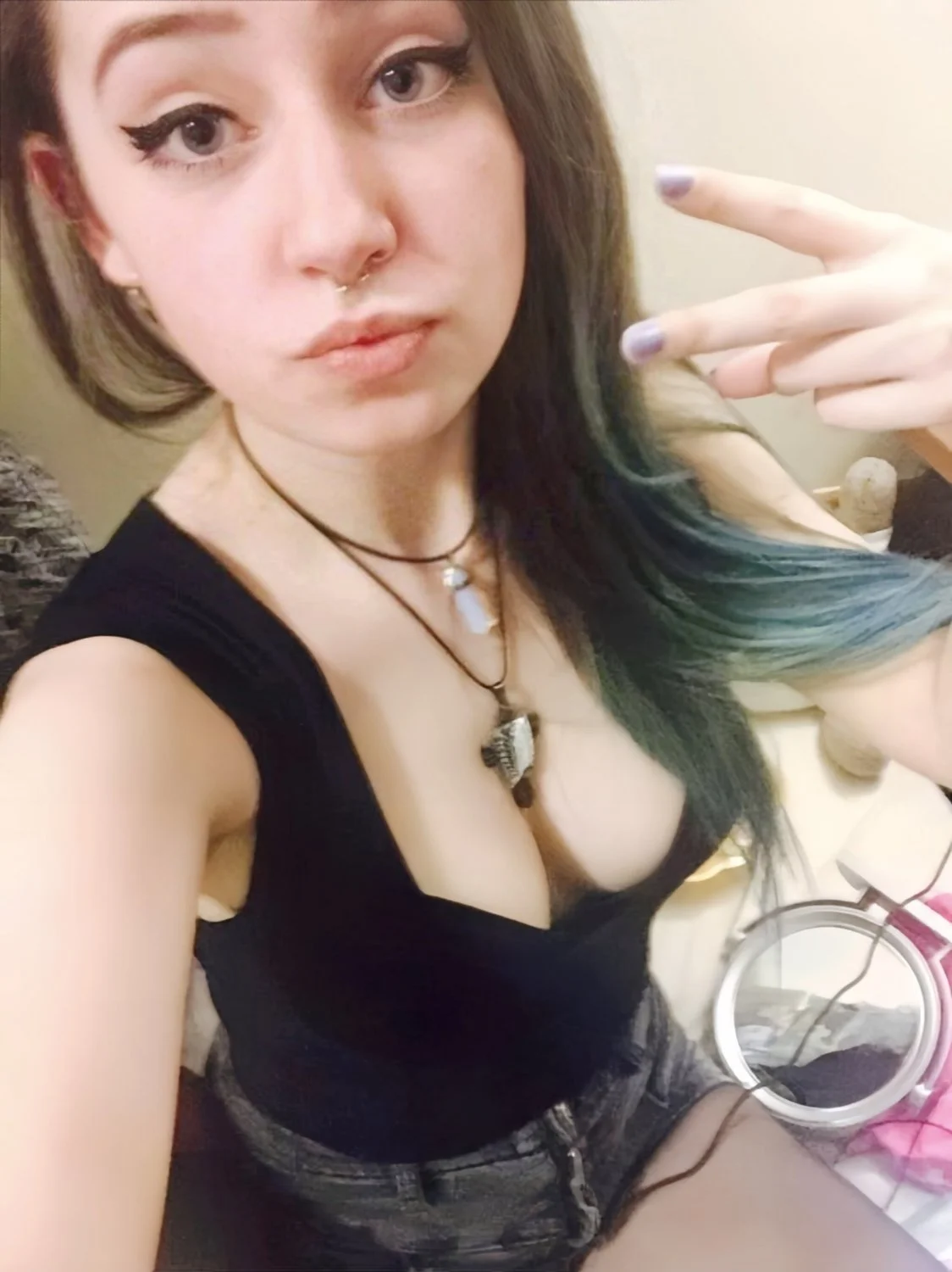 cuck exposes his pierced nip gf image 2