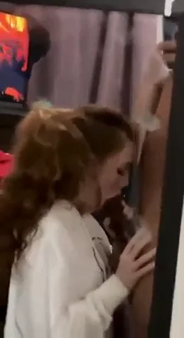 Blonde girl BBC mirror blowjob image 3