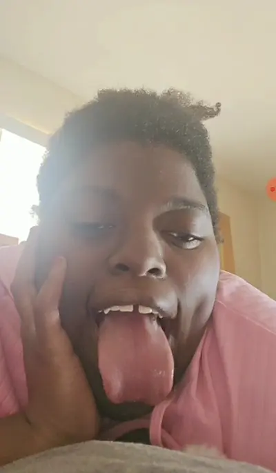 Stranger showing me her sexy tongue cover image