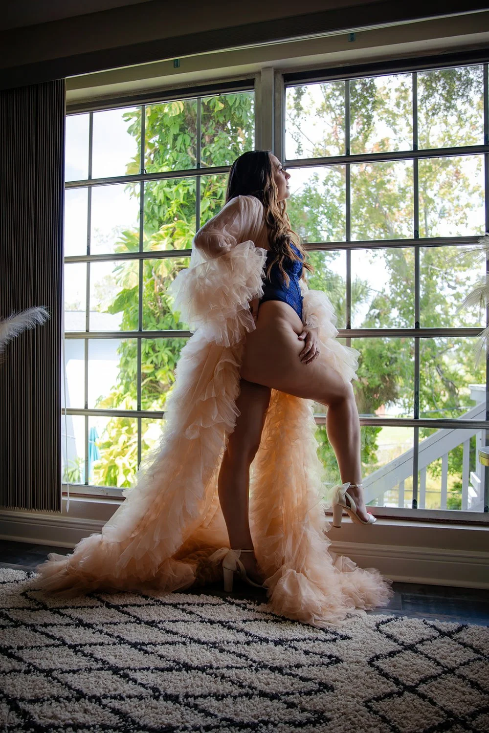 Chubby brunette wife boudoir image 15