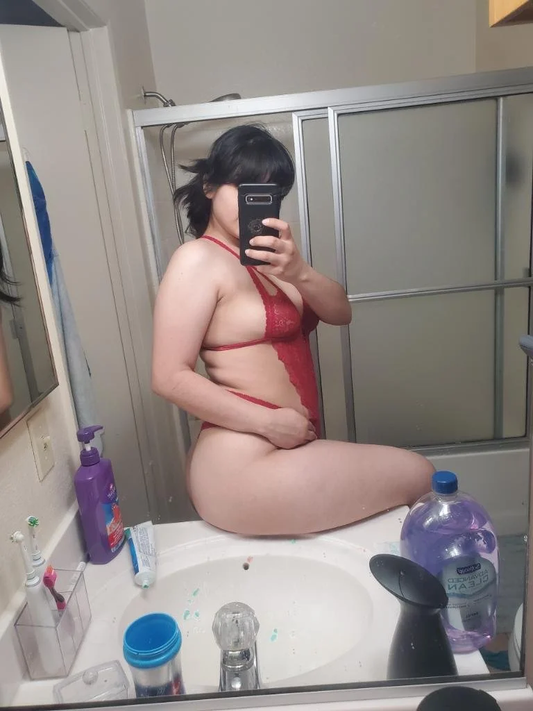 Amature Latina Wife Selfies spreading lips and sucking image 19