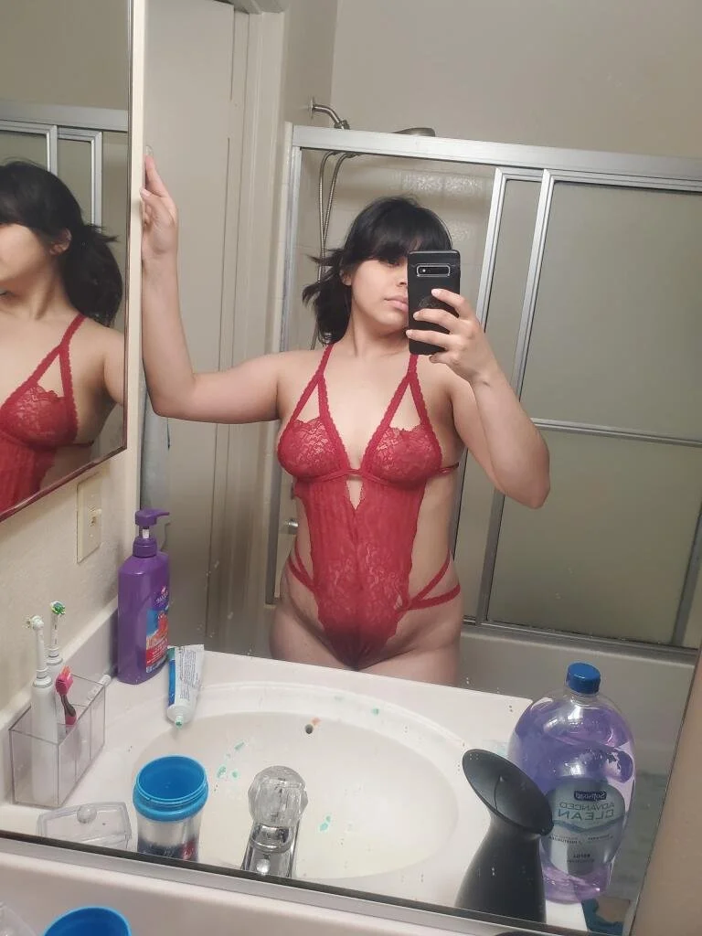 Amature Latina Wife Selfies spreading lips and sucking image 6