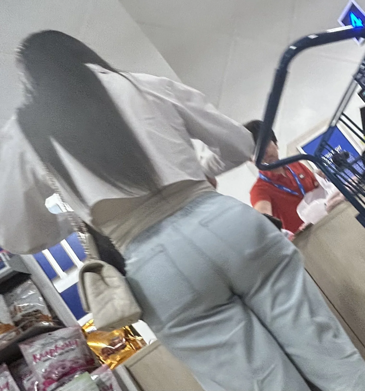 fat ass latina mommy in jeans ass pops out through the jeans main image