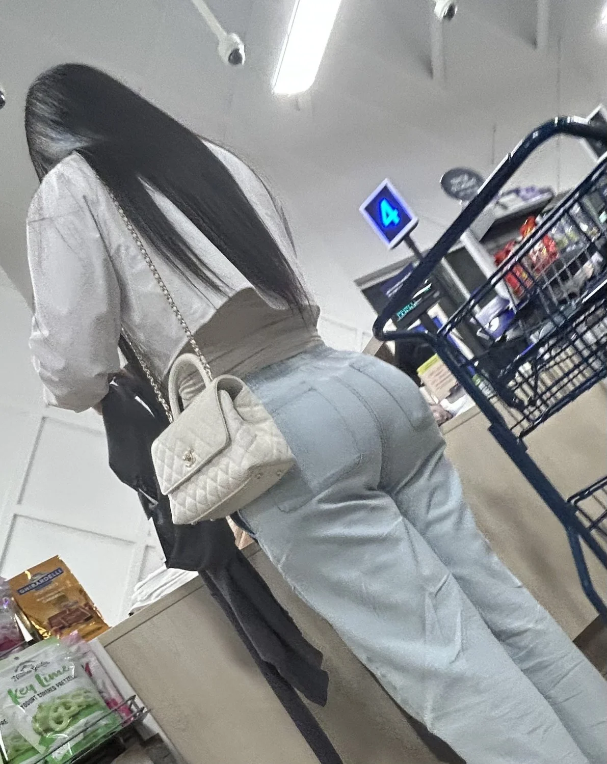 fat ass latina mommy in jeans ass pops out through the jeans image 3