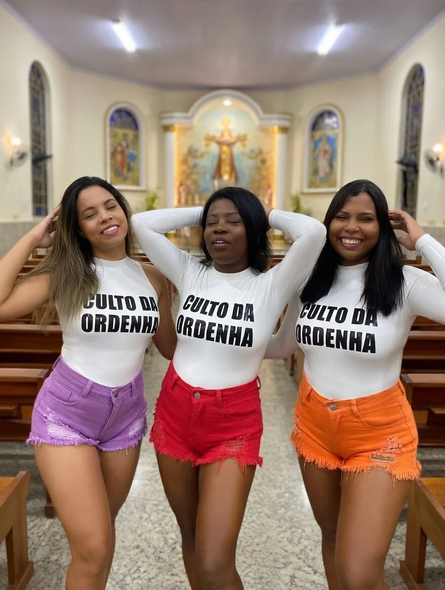 Milf negra e suas duas filhas no culto da ordenha. Parte 1. TABOO - AI - IA - CHURCH image 28