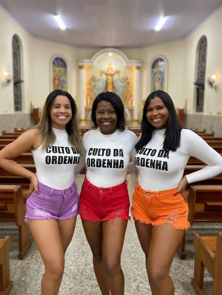 Milf negra e suas duas filhas no culto da ordenha. Parte 1. TABOO - AI - IA - CHURCH image 30