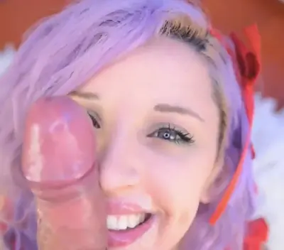Little e-girl with the purple hair slurping on a monster dong, cover image