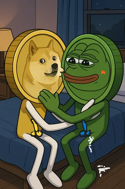 Pepe and Doge making out cover image