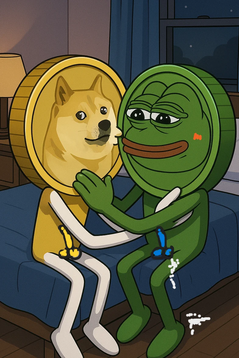 Pepe and Doge making out main image