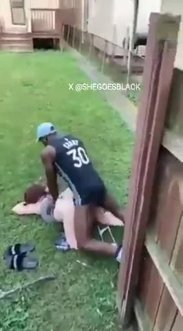 Girl BBC fucked in the garden image 2