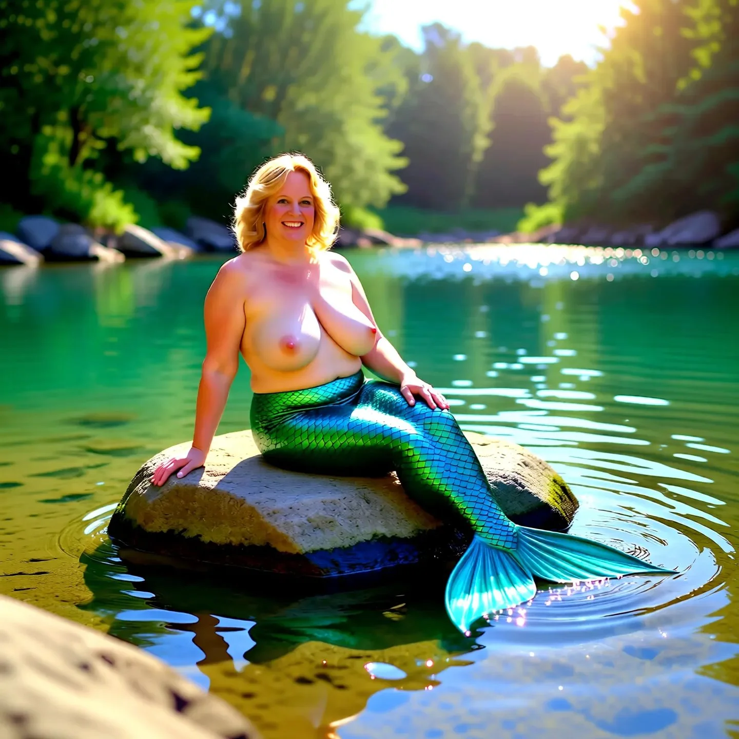 Mermaid MaryBeth Gassman dressed and topless image 1