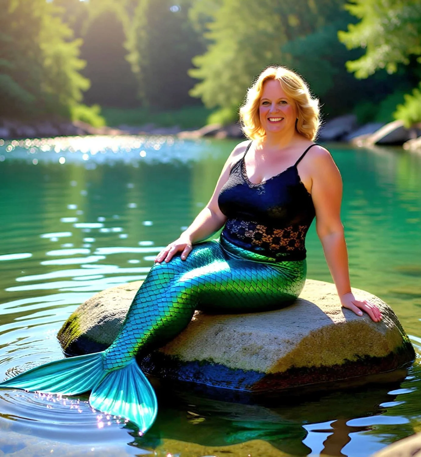 Mermaid MaryBeth Gassman dressed and topless image 5