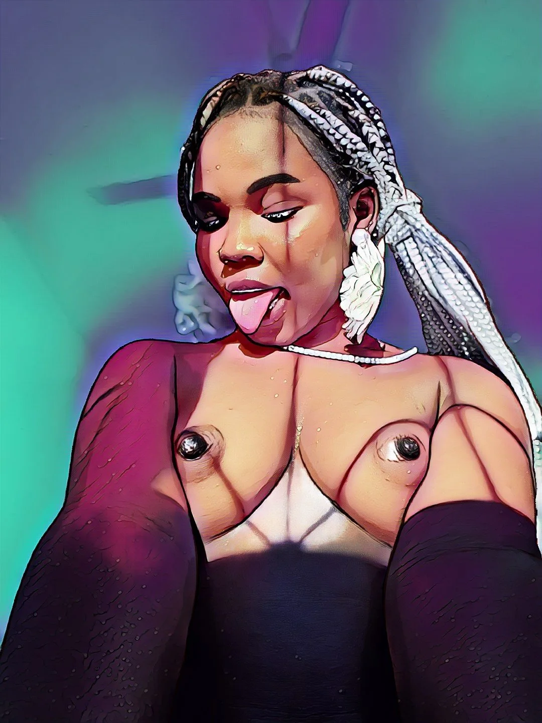 Black Ebony deliciosa em Cartoon e real image 2