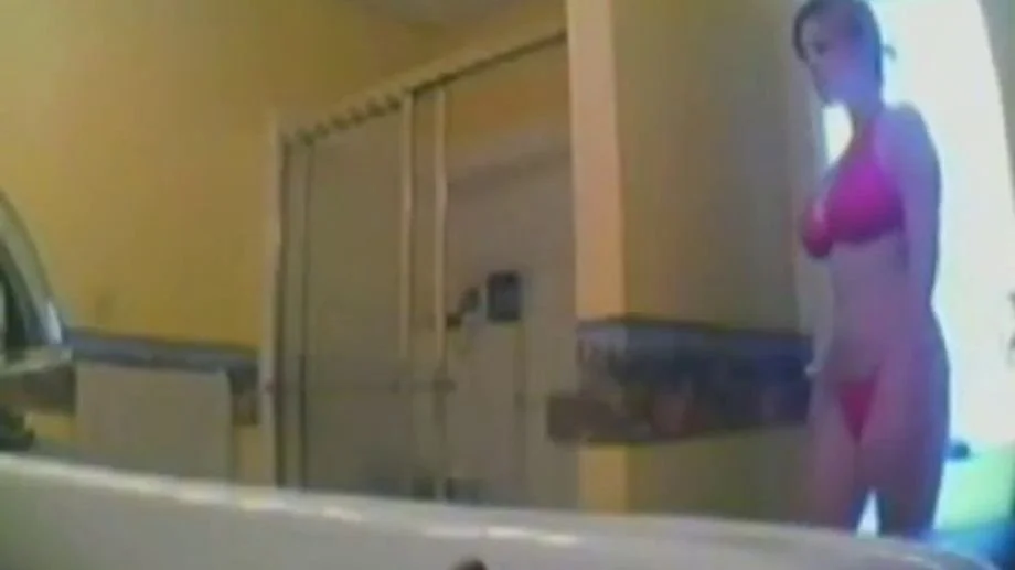 Very busty teen showing some pussy and ass on hidden cam main image