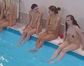 Amateur lesbian party hidden cam at the pool main image