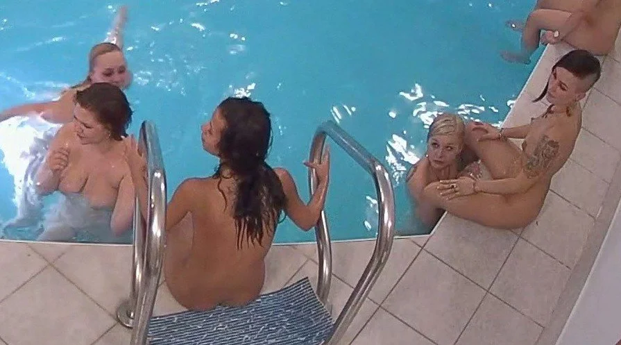 Amateur lesbian party hidden cam at the pool image 15