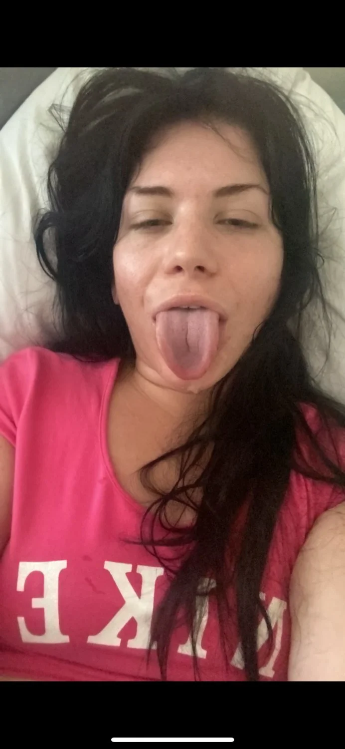 Long tongue sexy white slut image 5