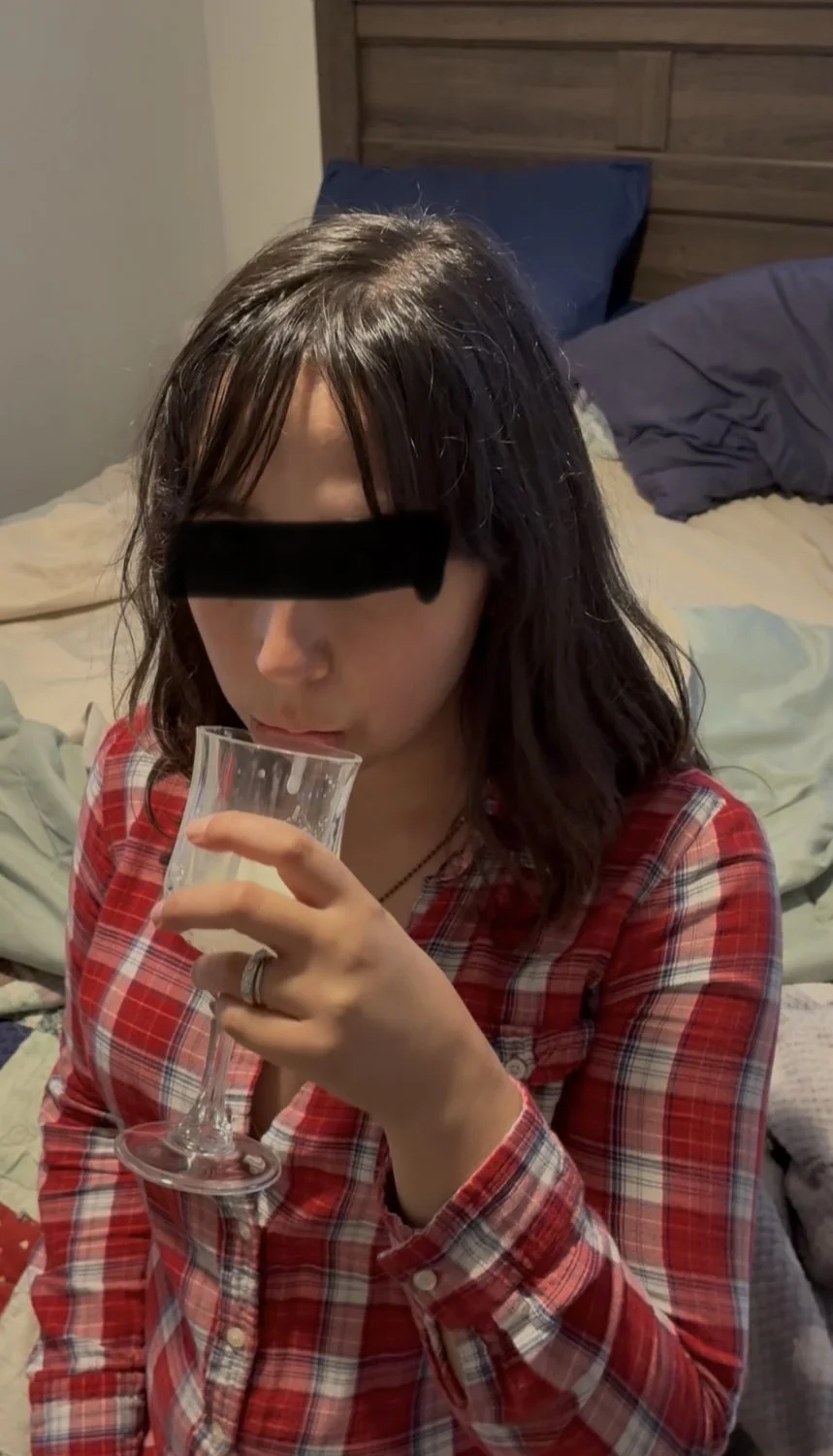 Wife drinks glass of cum main image