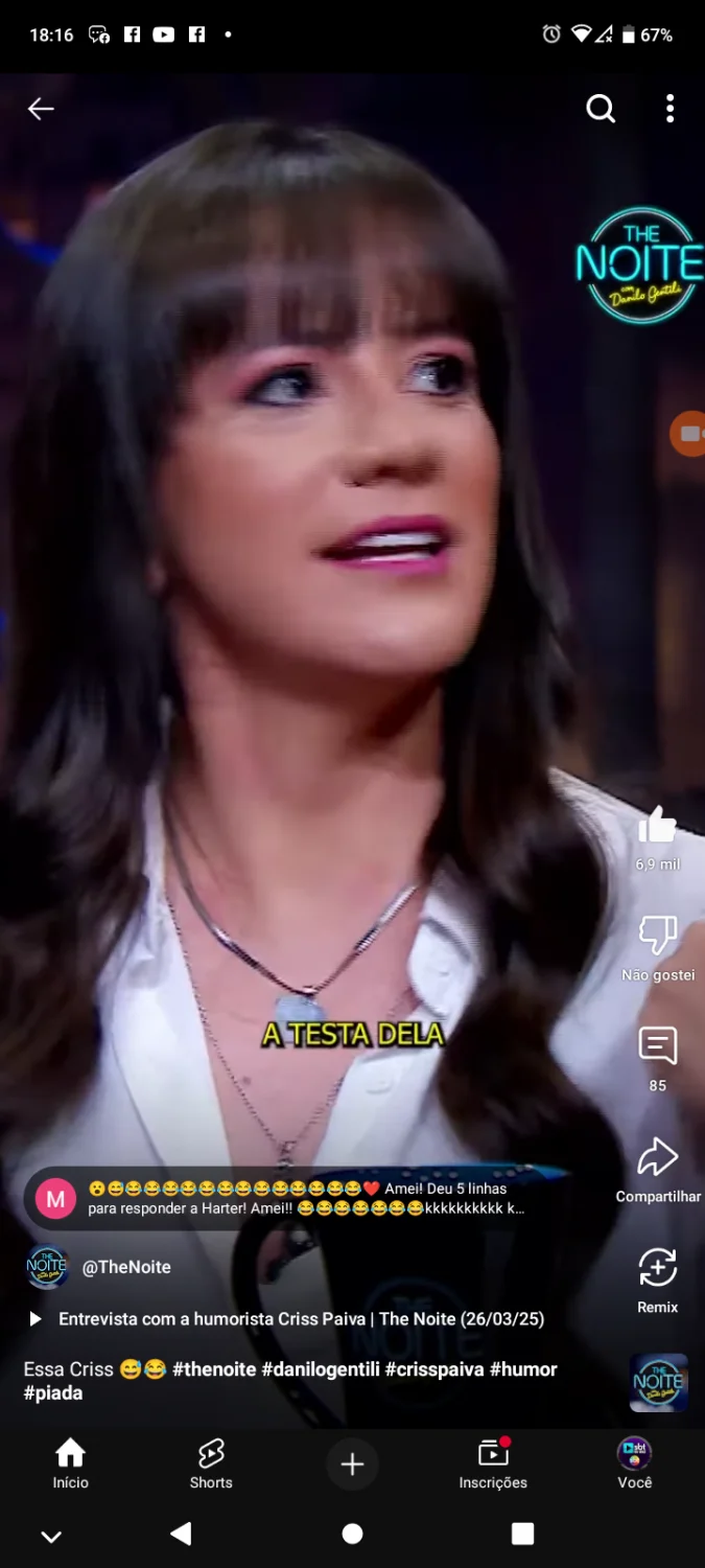 Cris Paiva eu tirei print do YouTube do the noite main image