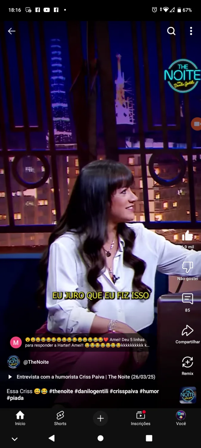 Cris Paiva eu tirei print do YouTube do the noite image 2