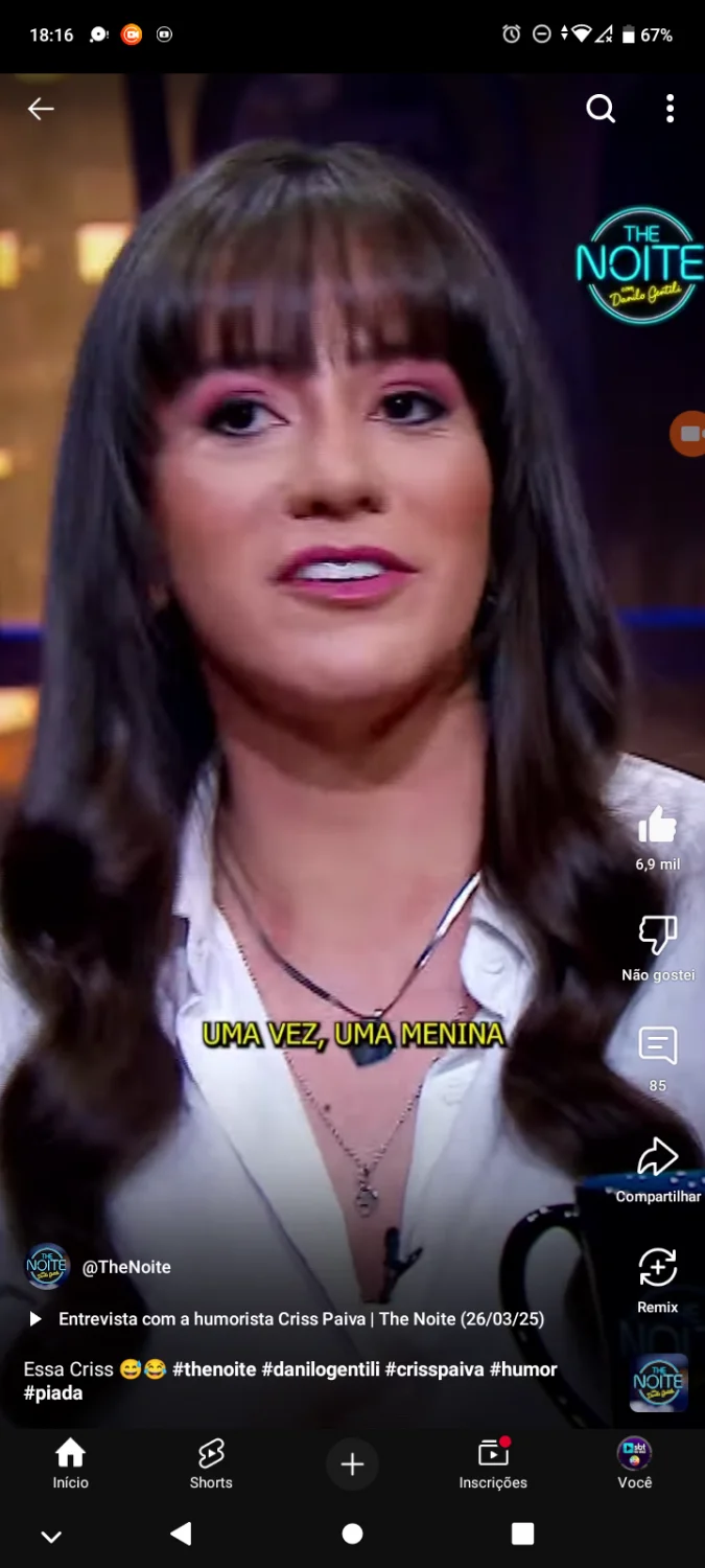 Cris Paiva eu tirei print do YouTube do the noite image 5