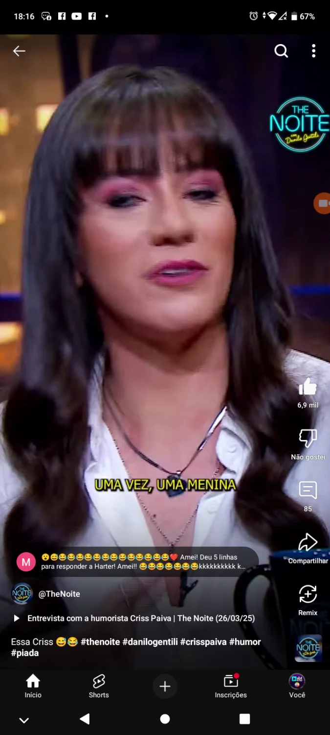 Cris Paiva eu tirei print do YouTube do the noite image 6
