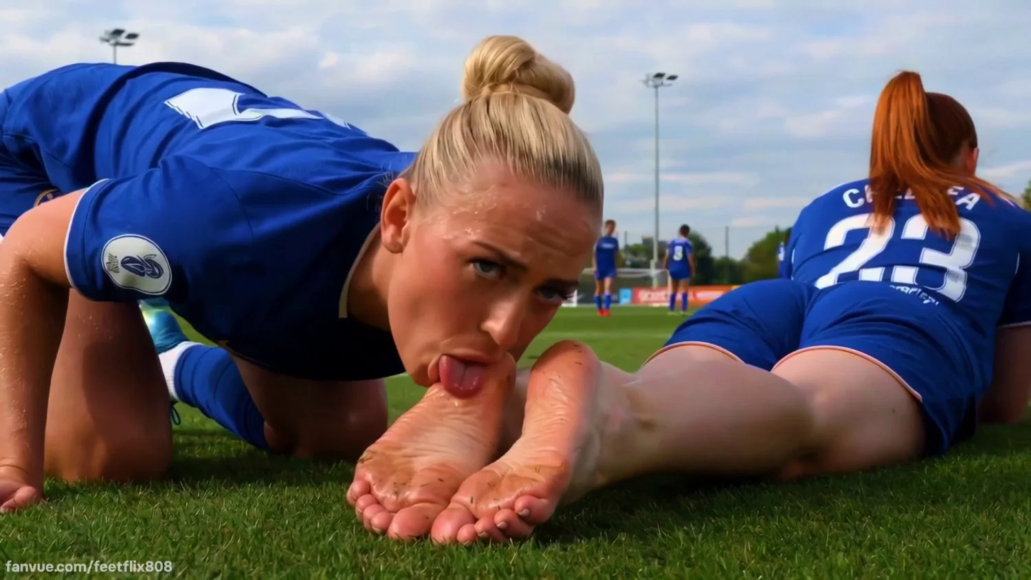 She loves to taste her teammate sweaty soles image 2