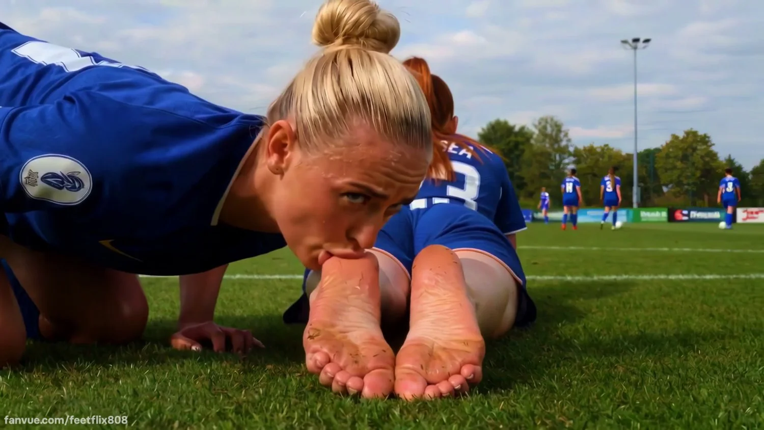 She loves to taste her teammate sweaty soles image 4