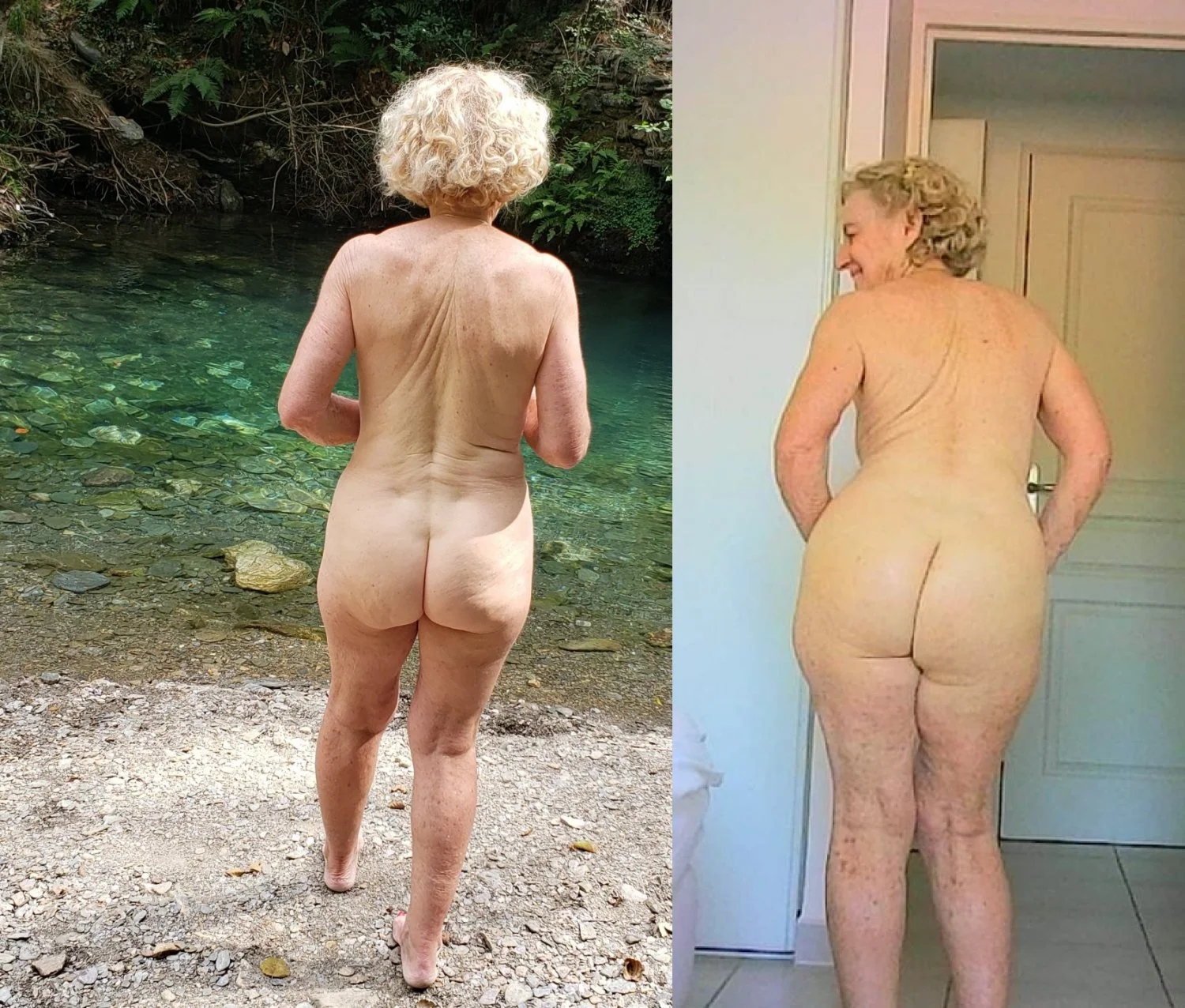 Cheating granny nurse Solange ass outdoor and indoor image 2