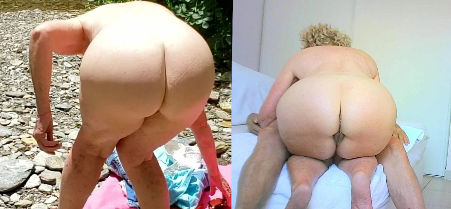 Cheating granny nurse Solange ass outdoor and indoor image 4