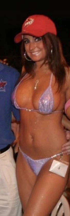 Bikini model Nicole & the crowd encourages future PTA m0m Shelly to shed her top on stage image 15
