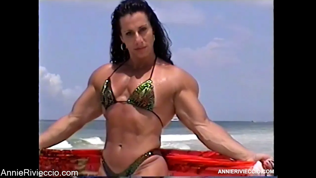 Mrs Rivieccio bodybuilding nudist, sexual hypertrophic muscle show on the beach image 11