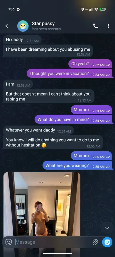 Young slut ditched family on vacation to sext with her bbc bull cover image