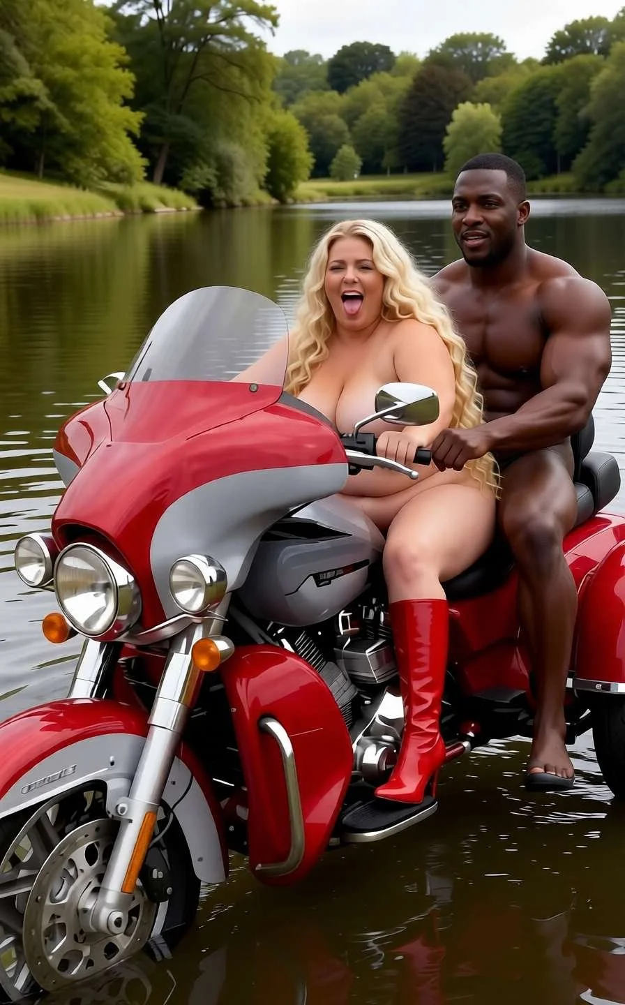 Nude on her Trike at a motorcycle rally image 3