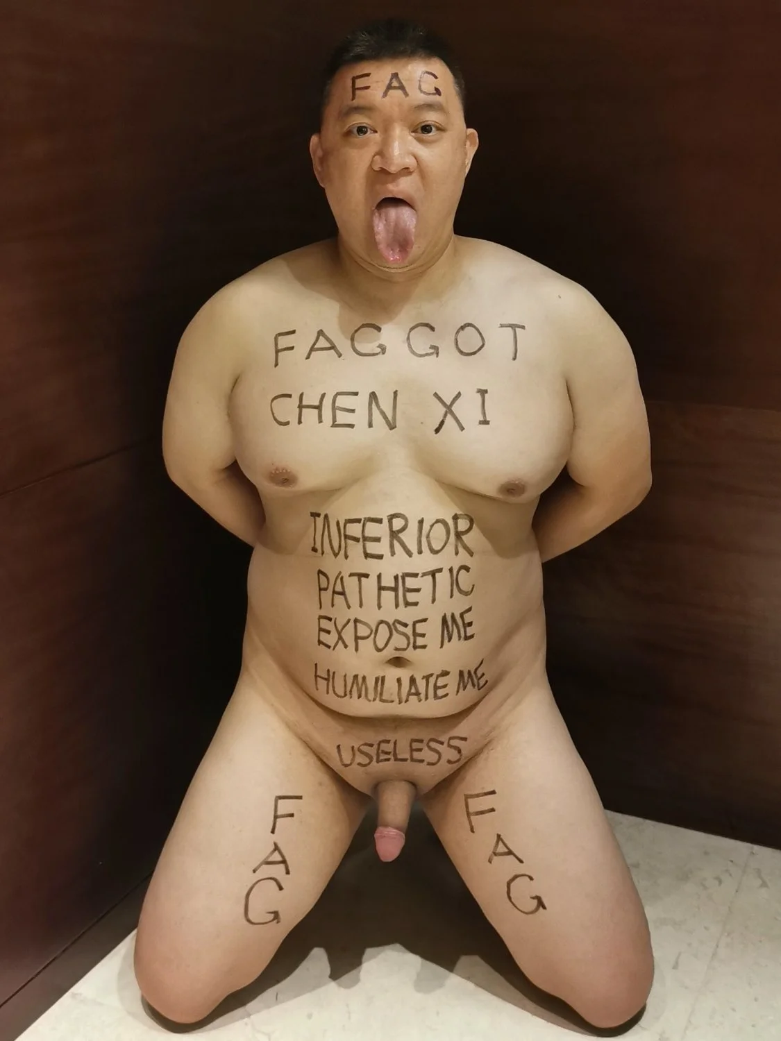 body writing faggot chen xi exposed totally image 10