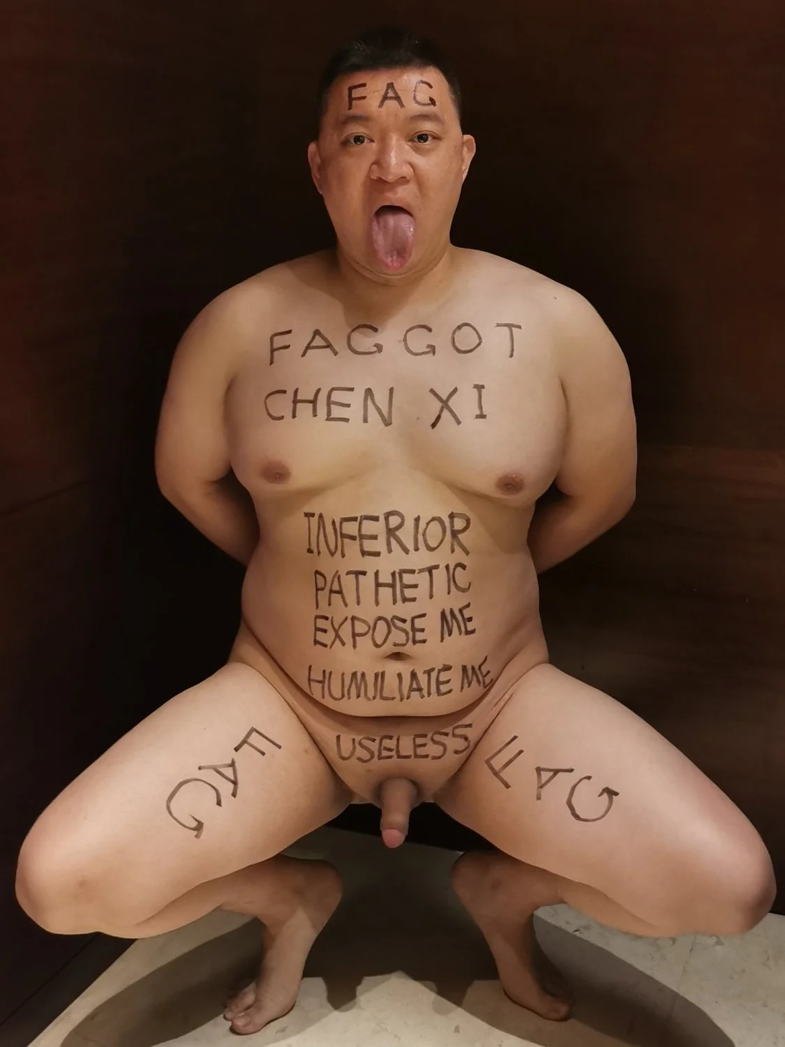 body writing faggot chen xi exposed totally image 11
