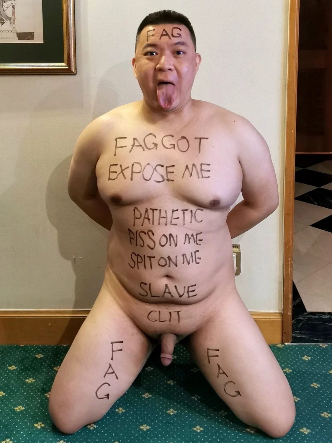 body writing faggot chen xi exposed totally image 2
