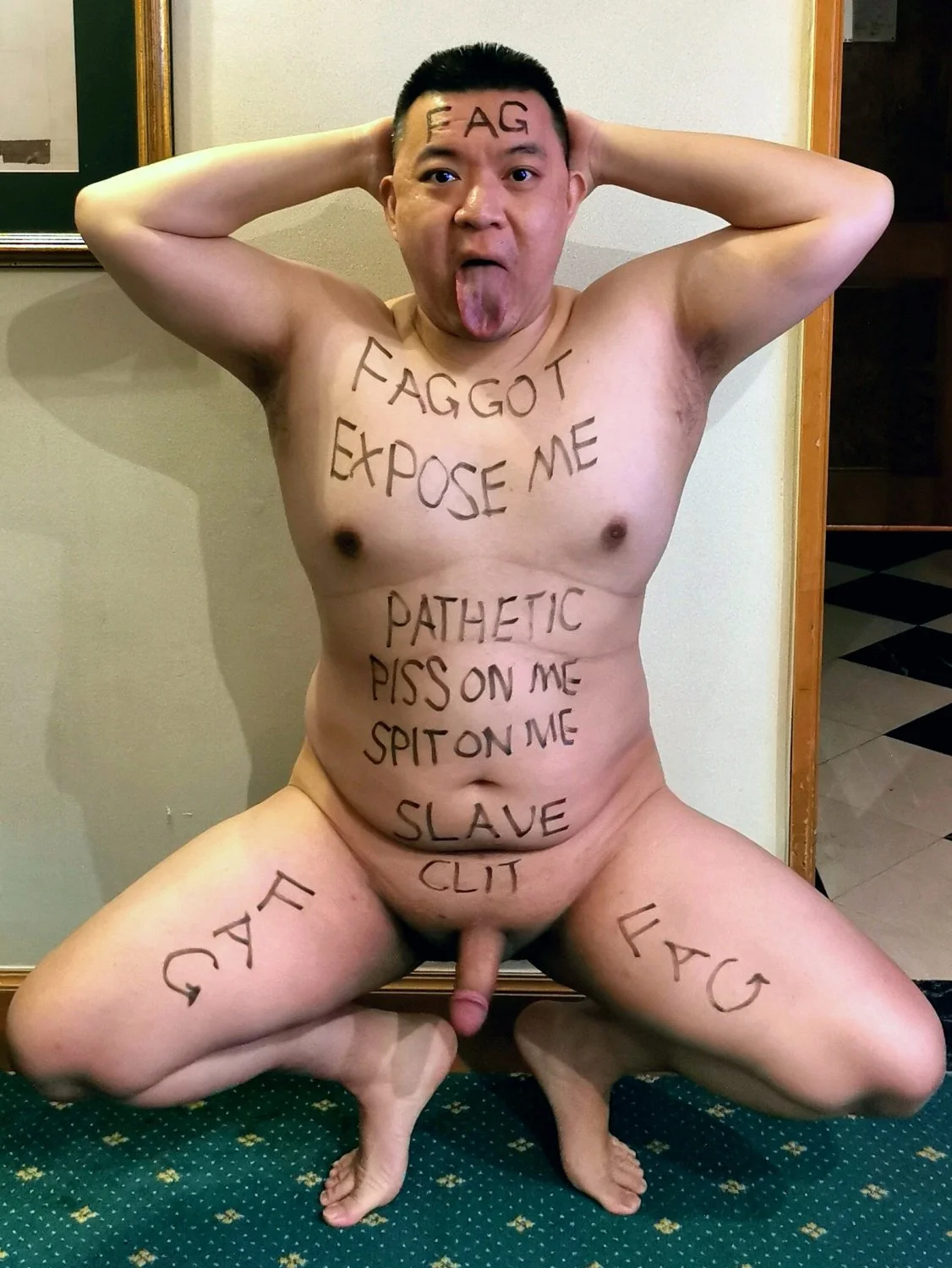 body writing faggot chen xi exposed totally image 4