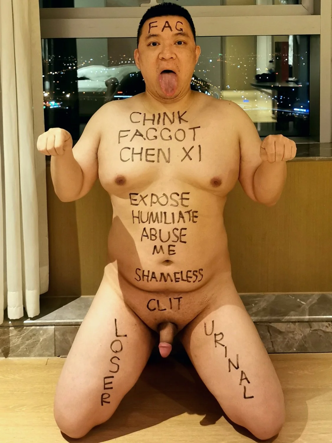 body writing faggot chen xi exposed totally image 5
