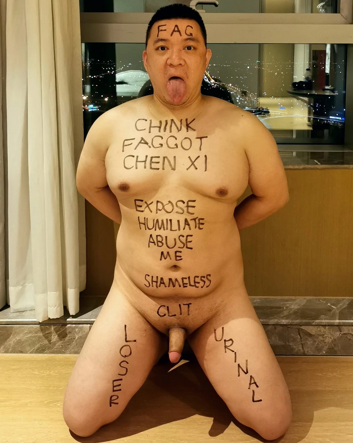 body writing faggot chen xi exposed totally image 6