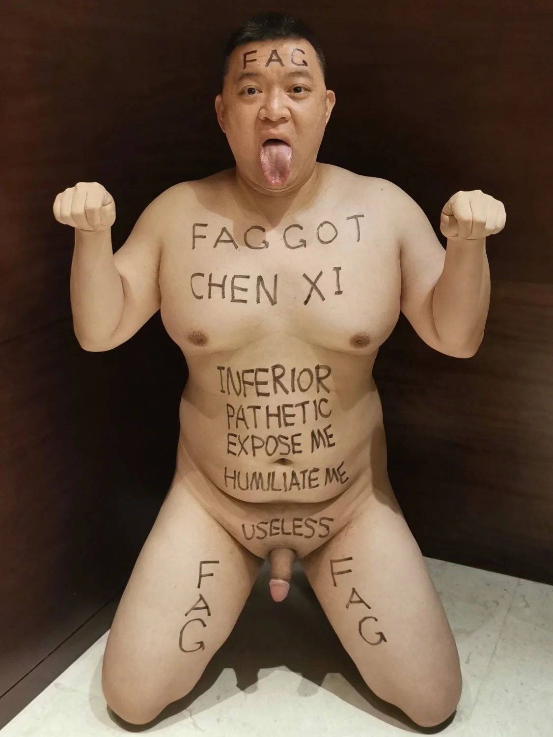 body writing faggot chen xi exposed totally image 9