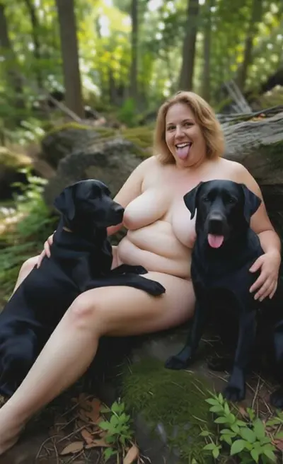 Chubby grandma nude with her dogs in public before and after breast reduction cover image